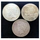 1922, 1922 S, And 1923 D Peace Dollars