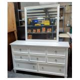 New Classic Home Furnishings Inc Eight Drawer Dresser, 36" x 62" x 17", And Detached Mirror 39" x 39
