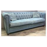 Denim Upholstered Two Cushion Sofa, 32" x 84" x 36"