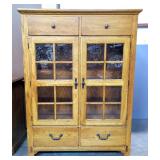Cochrane Lighted Four Drawer China Cabinet, With One Glass Shelf And One Wood Shelf, 58" x 44" x 18"