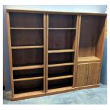 Laminate Wood Bookcases With Adjustable Shelves, Qty 2, And Bookcase With Cabinet, All Measure, 72" 
