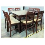 Bar Height Dining Table With Storage In Base, 37" x 54" x 36", Including 18" Leaf, Upholstered Bench