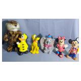 Battery Powered Ground Hog And Painted Ceramic Cartoon Characters Including Pluto, Mickey & Minnie M