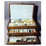 Ladies Two Drawer Jewelry Box Including Earrings, Necklaces, Hat Pins, And More