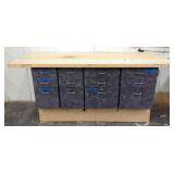 Custom Built 12 Drawer Wood Top Workbench, 38" x 83" x 32"