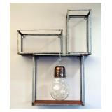 Hanging Light Bulb Decor, And Galvanized Metal Framed Wall Decor Hangers, 15" x 15" x 5", And 13.5" 