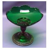 Frank M Whiting Duchin Sterling Silver Based Glass Pedestal Bowls, Qty 2, 5.5" Tall