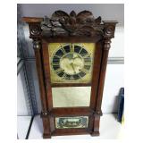 Wood Hand Carved Triple Decker Shelf Clock