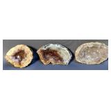 Natural Agate Geode, Qty 3, 3.5", 3.25", And 2.5"