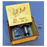 My Heart Will Go On Miniature Wood Music Box With Hand Crank, 1.5" x 2.5" x 2"
