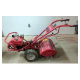 Troy-Bilt 7HP Rear Tine Garden Tiller, Model 12056, Powers On, Includes Wheel Chains