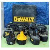 Dewalt 18V And 14.4V Rechargeable Batteries, Total Qty 7, Chargers, Qty 5, And Hardsided Case