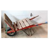 Vintage Metal And Wood Brick Barrow With Air Tire
