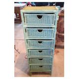 Vintage Wicker 6 Drawer Storage Cabinet, 25" x 19" x 13"