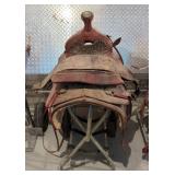 Leather Roping Saddle Handcrafted By Buford, Seat Measures 15", With Metal Stand