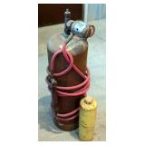 Vintage Acetylene Tank With Gauge And Torch