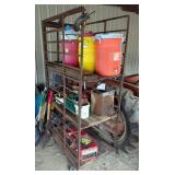 Metal 3 Sided 3 Shelf Rolling Shop Cart, 80" x 43" x 27"