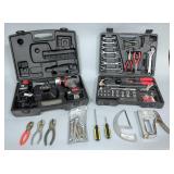 Craftsman Cordless Drill With Charger And Batteries In Hard Case, Untested, And Home Repair Tool Set
