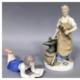 Lladro-Style Figurines, 9.5" High, And 7.5" Long