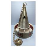 Round Funnel Shaped Lighting Fixture With Clover Cut-Out Detail, 27" x 19" Diameter