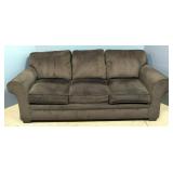 Ribbed Microfiber Three Cushion Sofa With Rolled Arms, 35" x 87" x 36"
