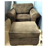 Ribbed Microfiber Easy Chair With Rolled Arms, 35" x 40" x 36", And Matching Ottoman
