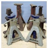 AC Delco 2 Ton Jack Stands, Qty 2, Vintage Floor Jacks, Qty 2, And Unmarked Jack Stands, Qty 2