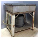 Custom Built Parts Cleaning Table With Pump And Steel Framed Base, 40" x 36" x 32"