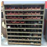 Lyon Hardware Storage Cabinet, Including Akrobins Storage Bins, Qty 28, And Various Sized Nuts, Bolt