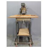 Wards Powr-Kraft 10" Radial Arm Saw, On Custom Built Steel Frame With Wheels, 56" x 40" x 31", Power