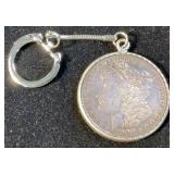 1900 Morgan Silver Dollar In Key Chain Holder