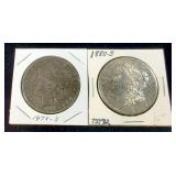 1879 S And 1880 S Morgan Silver Dollars