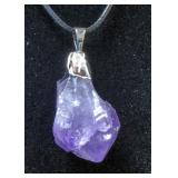 Natural Amethyst Crystal Pendant Necklace With Gift Box