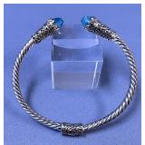 Sterling Silver Bracelet With Faceted Blue Topaz Stones