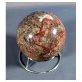 Assorted Stone And Mineral Decor Including Granite Slice, Assorted Geodes, Polished Stone Orb And Po