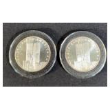 2001 "God Bless America September 11, 2001" 1 Troy Once Silver Commemorative Coins, Qty 2Coin