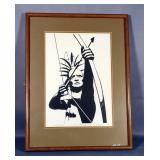 Ad Astra Two Tone Print By Bergen July 7 1990, Depicts the Kansa Warrior Statue "Ad Astra" At The Ka