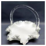 Cut Crystal Serving Bowls, Pressed Glass Sugar And Creamers, Milk Glass Basket And Sugar Creamer Set