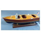 Chris Craft Triple Cockpit Wooden Boat Model, 14" Long 1/2" high