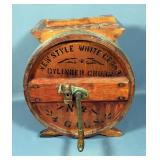 White Cedar Wood Cylinder 4 Gallon Butter Churn, Crank Works