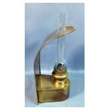 Antique Brass Wall Hanging Oil Lantern With Glass Hurricane, 14" x 5.5" x 6"