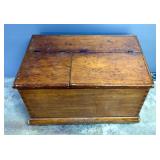 Antique Wheeled Wood Split Lift Top Meal Grain Bin, 20" x 33.5" x 21"