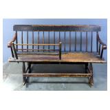 Antique Mammy Bench Rocker With Baby Keeper, 28.5" H x 50.5" W x 29" D