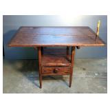 Antique Handcrafted Table Chair With 1 Drawer, Sticking Tommy Candle Holder, And Square Nails, Table
