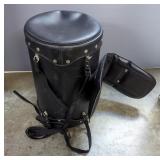 Drum Style Leather Motorcycle Saddlebag, 21" x 14"
