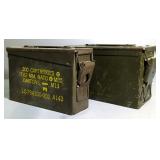 Metal Ammo Cans, Qty 2, Sizes 7.7" H x 11.5" L x 6" W, And 7" H x 11" L x 4" W