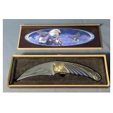 Folding Knife With American Bald Eagle Design, 3.5" Blade, In Display Box