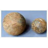 Cannon Balls, Qty 2, Approx 4.5" And 3.5" Diameters
