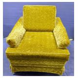 Midcentury Gold Crushed Velvet Lounge Chair, 30" x 33" x 34"