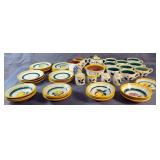 Stangl Pottery Ceramic Dish Set Includes Bowls, Dessert Plates, Fruit Cups, Salt/Pepper Shakers, And